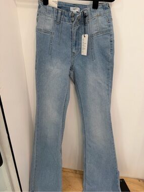 Forever 21 Light Blue High-Rise Flare Jeans
